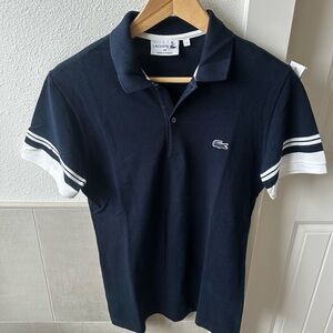 Lacoste Navy and White Polo Shirt